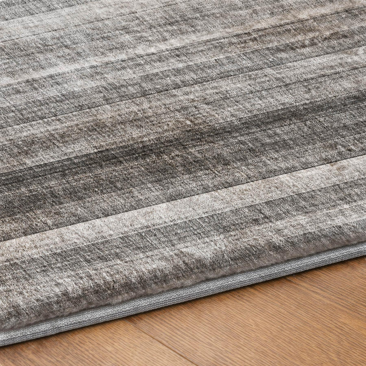 3' X 5' Gray And Silver Striped Shag Washable Area Rug With UV Protection - HomeRoots - Flyclothing LLC