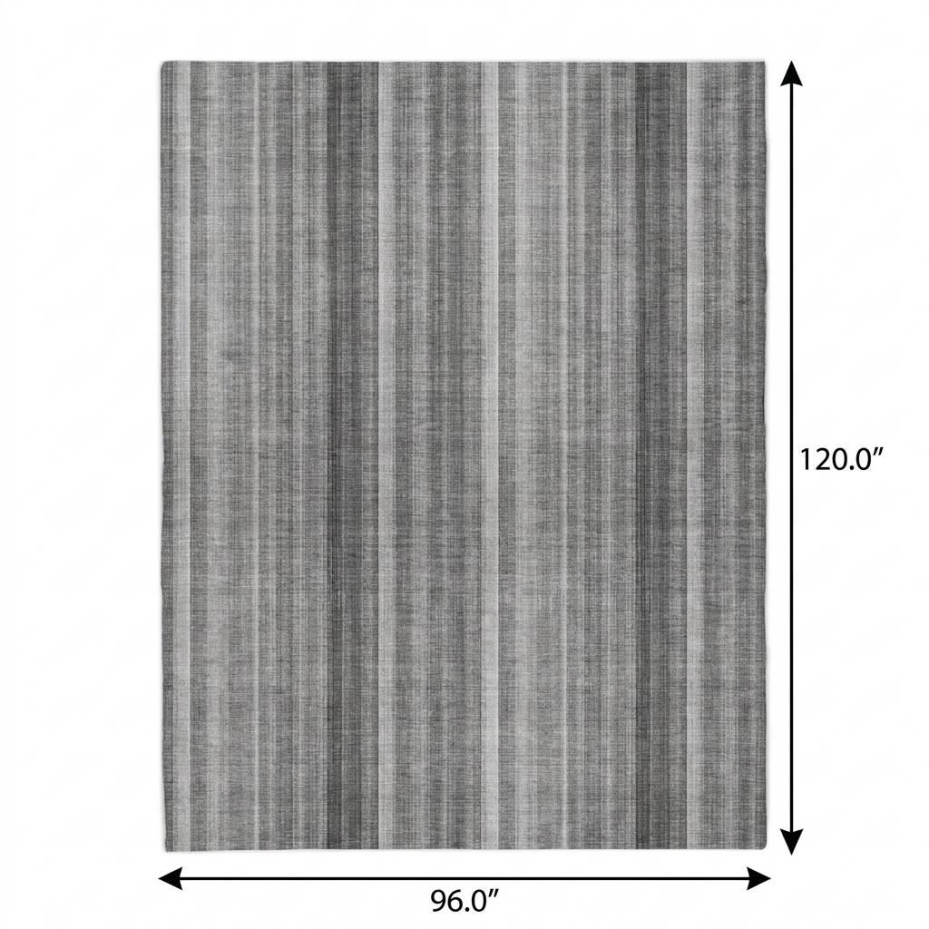 8' X 10' Gray And Silver Striped Shag Washable Area Rug With UV Protection - HomeRoots - Flyclothing LLC