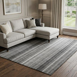 10' X 14' Gray And Silver Striped Shag Washable Area Rug With UV Protection - HomeRoots - Flyclothing LLC