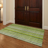 3' X 5' Green And Gray Striped Shag Washable Area Rug With UV Protection - HomeRoots - Flyclothing LLC