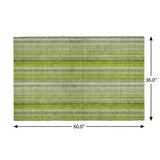 3' X 5' Green And Gray Striped Shag Washable Area Rug With UV Protection - HomeRoots - Flyclothing LLC