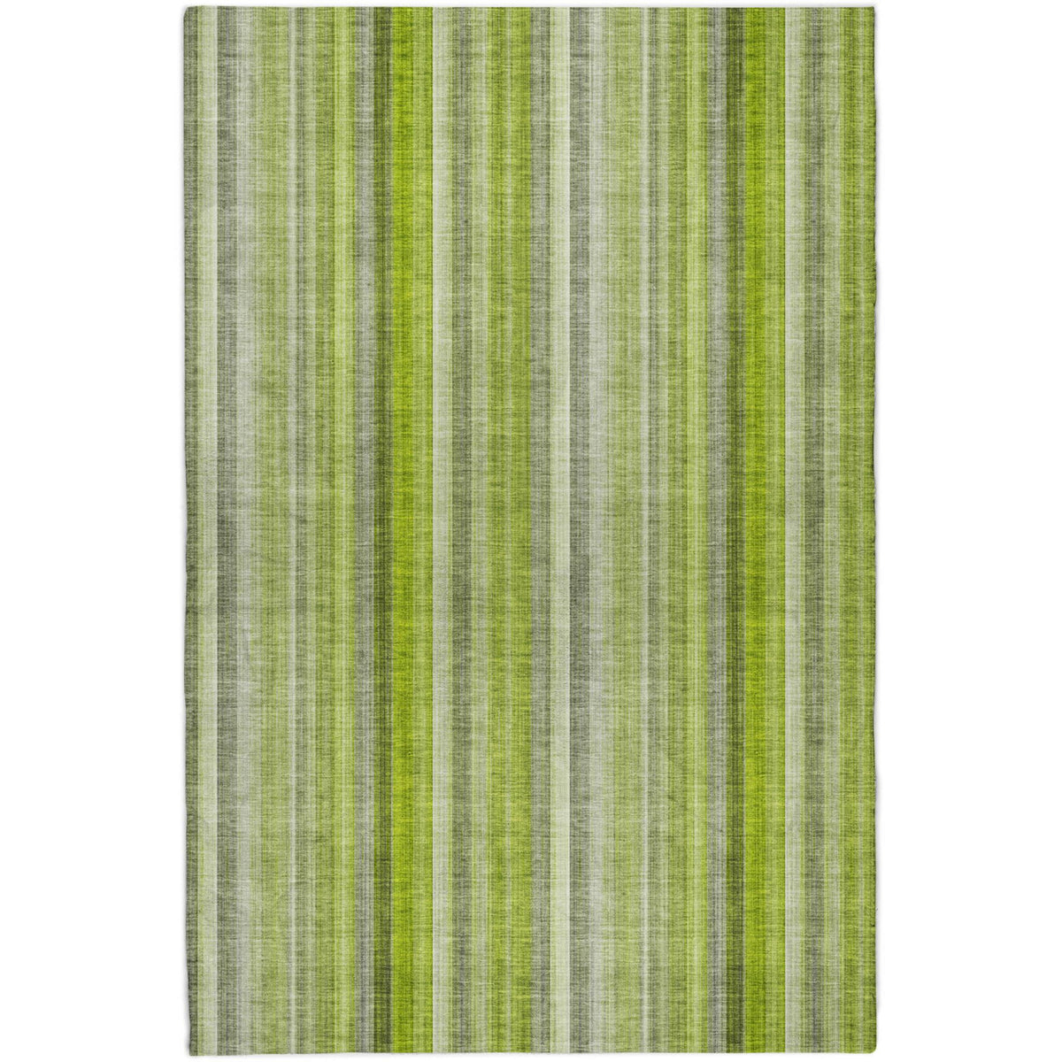 5' X 8' Green And Gray Striped Shag Washable Area Rug With UV Protection - HomeRoots - Flyclothing LLC