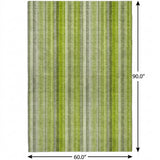 5' X 8' Green And Gray Striped Shag Washable Area Rug With UV Protection - HomeRoots - Flyclothing LLC