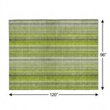 8' X 10' Green And Gray Striped Shag Washable Area Rug With UV Protection - HomeRoots - Flyclothing LLC