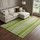 9' X 12' Green And Gray Striped Shag Washable Area Rug With UV Protection - HomeRoots - Flyclothing LLC