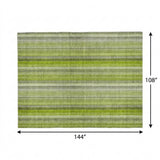 9' X 12' Green And Gray Striped Shag Washable Area Rug With UV Protection - HomeRoots - Flyclothing LLC