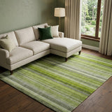 10' X 14' Green And Gray Striped Shag Washable Area Rug With UV Protection - HomeRoots - Flyclothing LLC