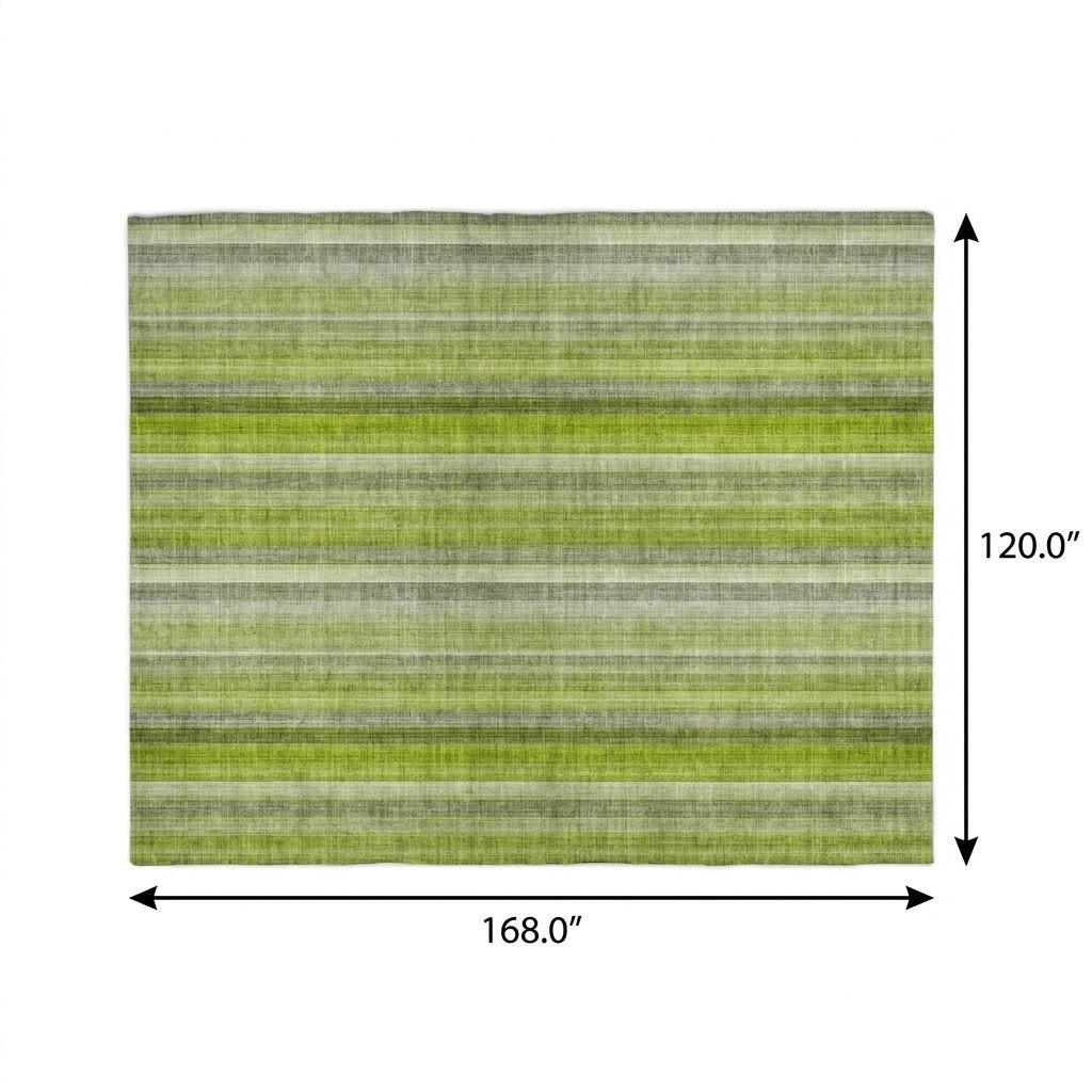 10' X 14' Green And Gray Striped Shag Washable Area Rug With UV Protection - HomeRoots - Flyclothing LLC