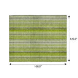10' X 14' Green And Gray Striped Shag Washable Area Rug With UV Protection - HomeRoots - Flyclothing LLC