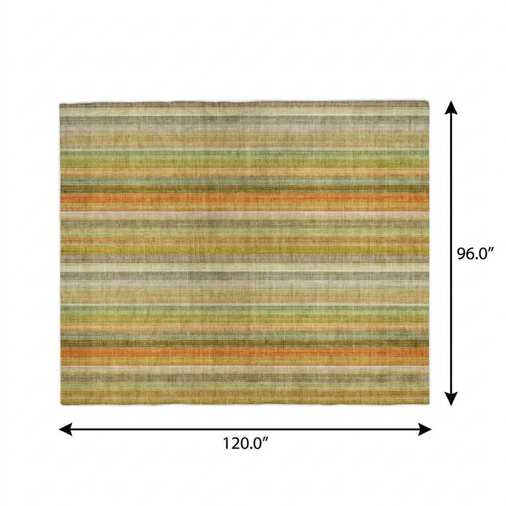 8' X 10' Khaki And Gold Striped Shag Washable Area Rug With UV Protection - HomeRoots - Flyclothing LLC