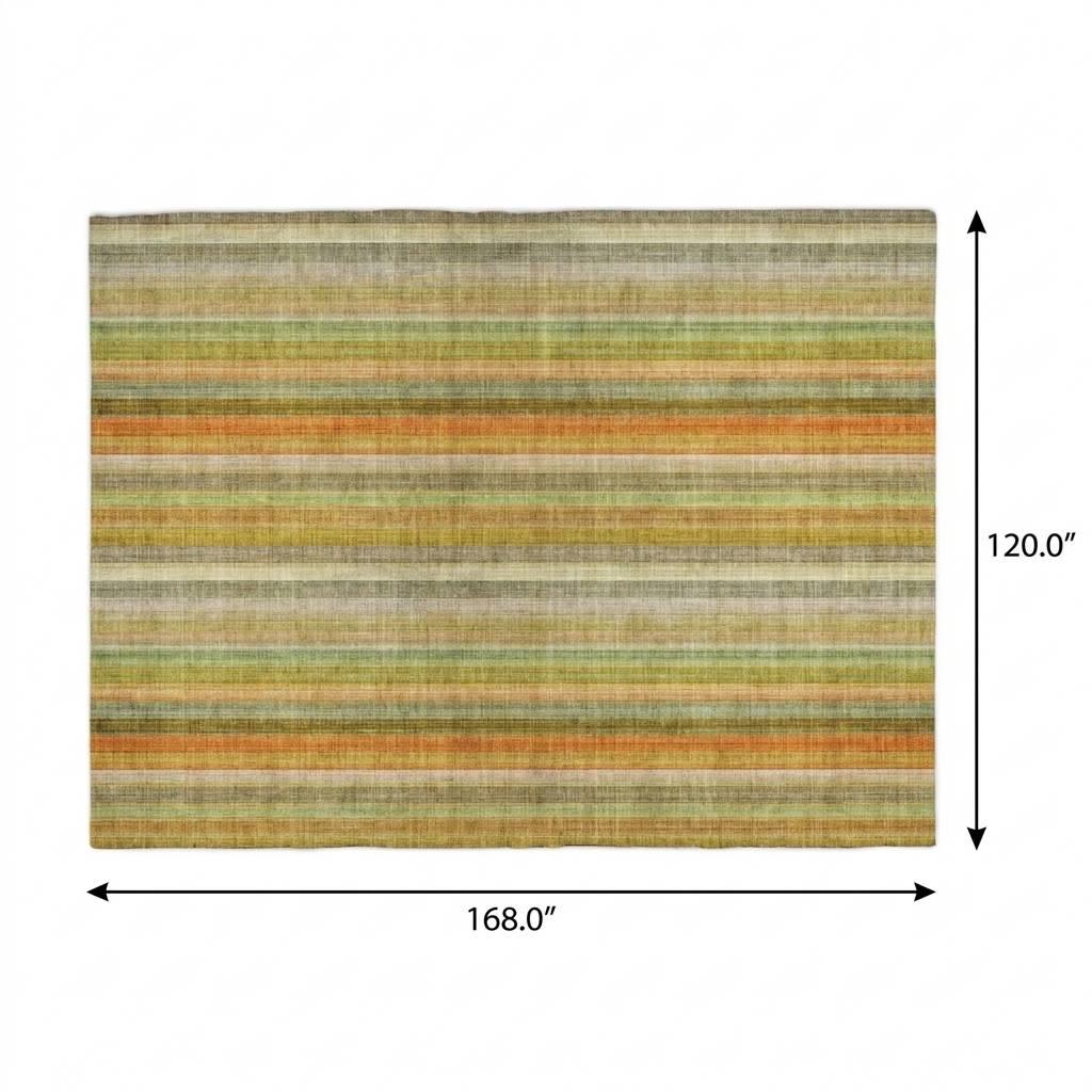 10' X 14' Khaki And Gold Striped Shag Washable Area Rug With UV Protection - HomeRoots - Flyclothing LLC