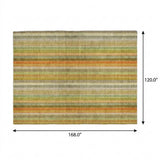 10' X 14' Khaki And Gold Striped Shag Washable Area Rug With UV Protection - HomeRoots - Flyclothing LLC
