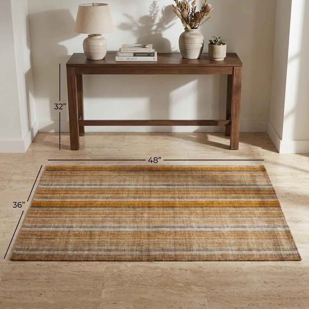 3' X 5' Orange And Gray Striped Shag Washable Area Rug With UV Protection - HomeRoots - Flyclothing LLC