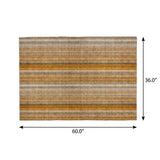 3' X 5' Orange And Gray Striped Shag Washable Area Rug With UV Protection - HomeRoots - Flyclothing LLC