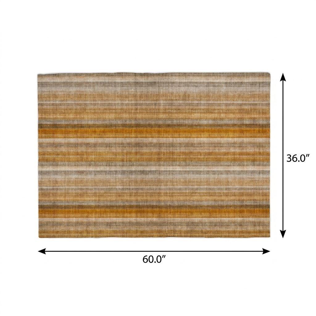 3' X 5' Orange And Gray Striped Shag Washable Area Rug With UV Protection - HomeRoots - Flyclothing LLC