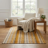 5' X 8' Orange And Gray Striped Shag Washable Area Rug With UV Protection - HomeRoots - Flyclothing LLC