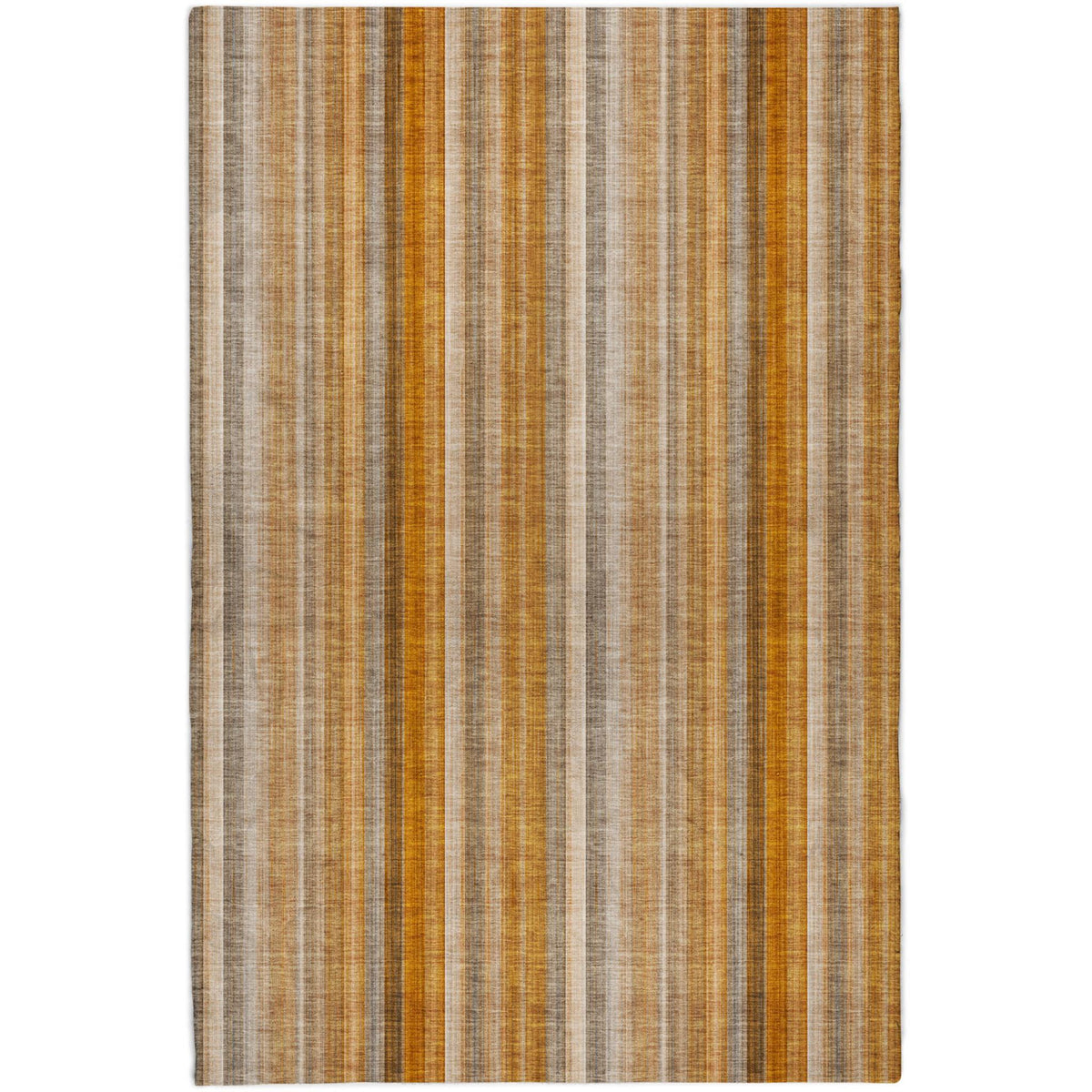 5' X 8' Orange And Gray Striped Shag Washable Area Rug With UV Protection - HomeRoots - Flyclothing LLC