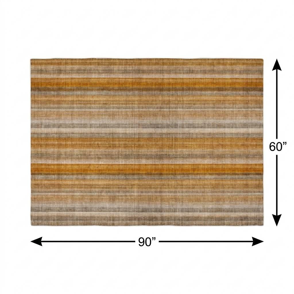5' X 8' Orange And Gray Striped Shag Washable Area Rug With UV Protection - HomeRoots - Flyclothing LLC