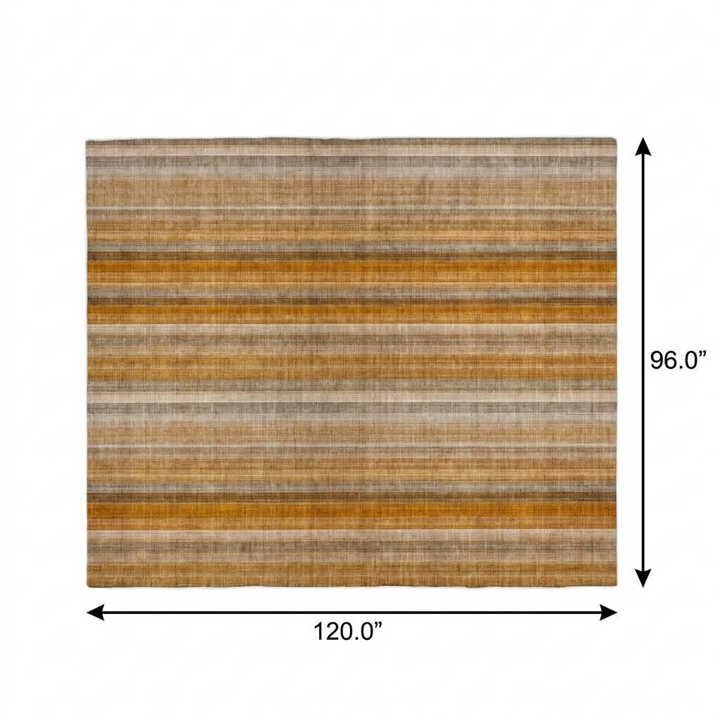 8' X 10' Orange And Gray Striped Shag Washable Area Rug With UV Protection - HomeRoots - Flyclothing LLC