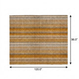 8' X 10' Orange And Gray Striped Shag Washable Area Rug With UV Protection - HomeRoots - Flyclothing LLC