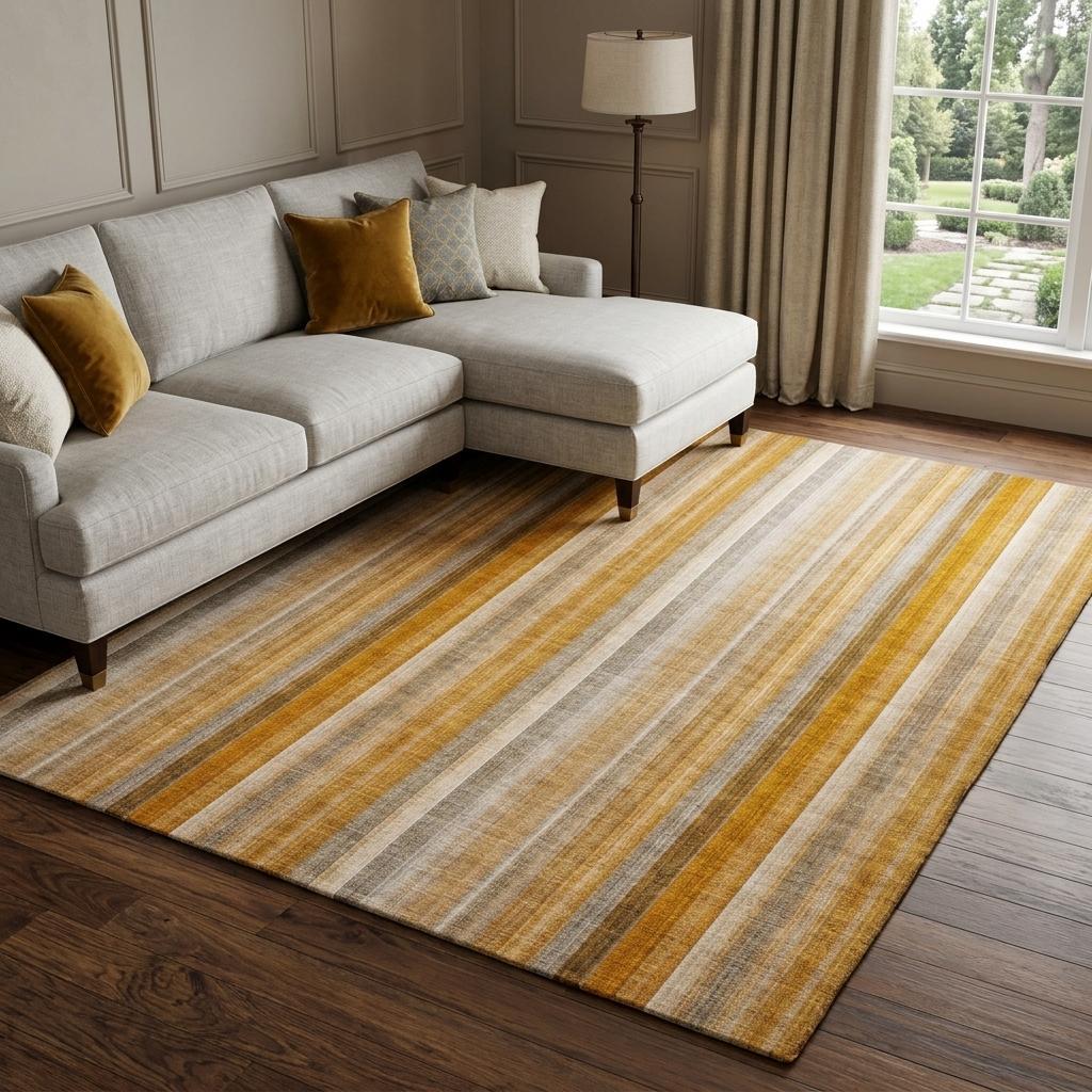 9' X 12' Orange And Gray Striped Shag Washable Area Rug With UV Protection - HomeRoots - Flyclothing LLC