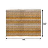 9' X 12' Orange And Gray Striped Shag Washable Area Rug With UV Protection - HomeRoots - Flyclothing LLC