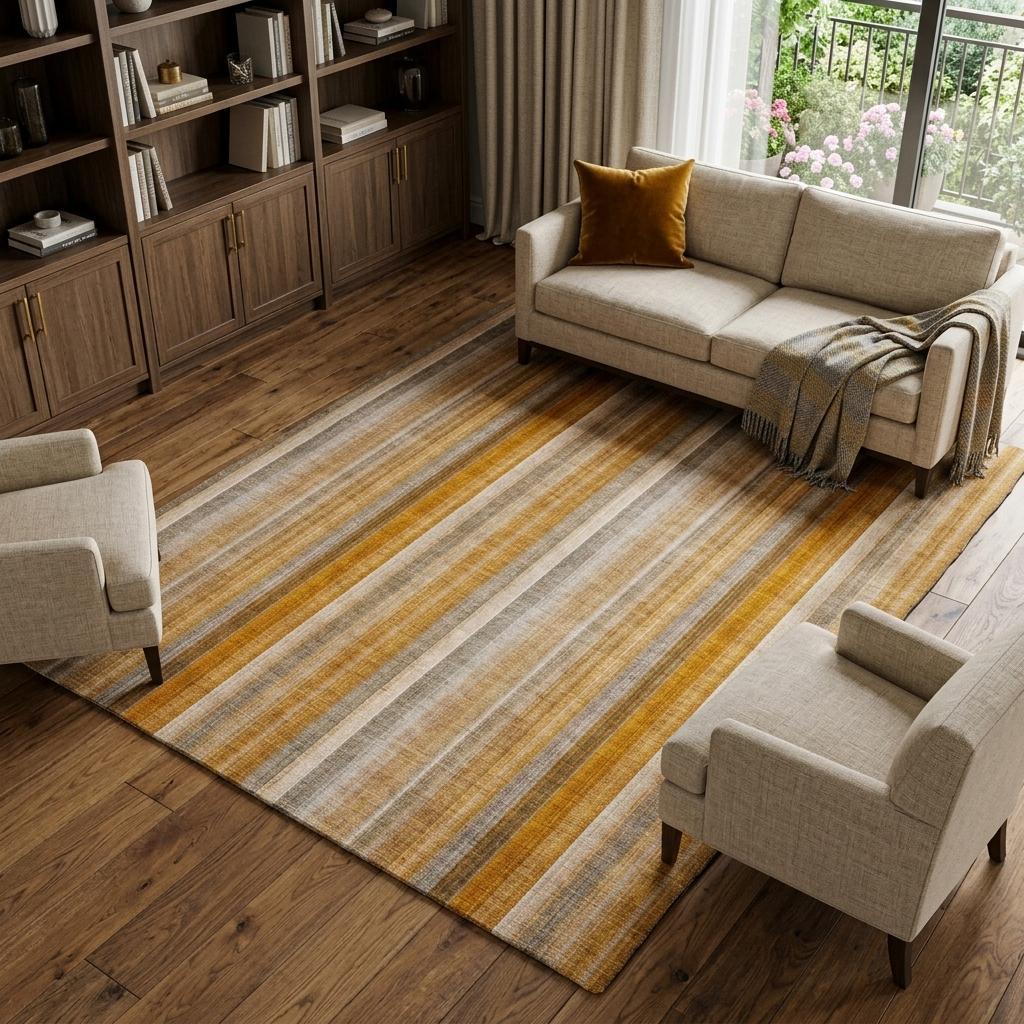 10' X 14' Orange And Gray Striped Shag Washable Area Rug With UV Protection - HomeRoots - Flyclothing LLC