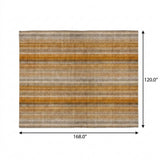 10' X 14' Orange And Gray Striped Shag Washable Area Rug With UV Protection - HomeRoots - Flyclothing LLC