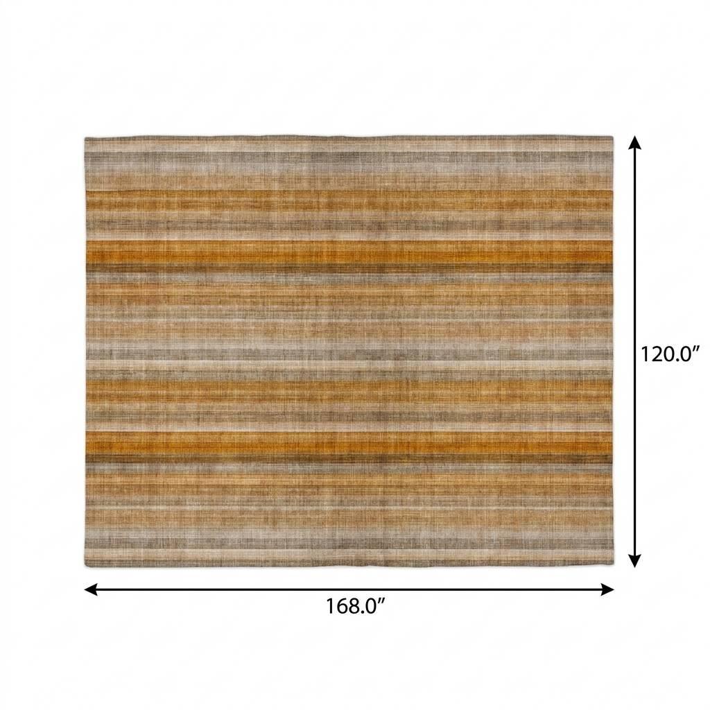10' X 14' Orange And Gray Striped Shag Washable Area Rug With UV Protection - HomeRoots - Flyclothing LLC