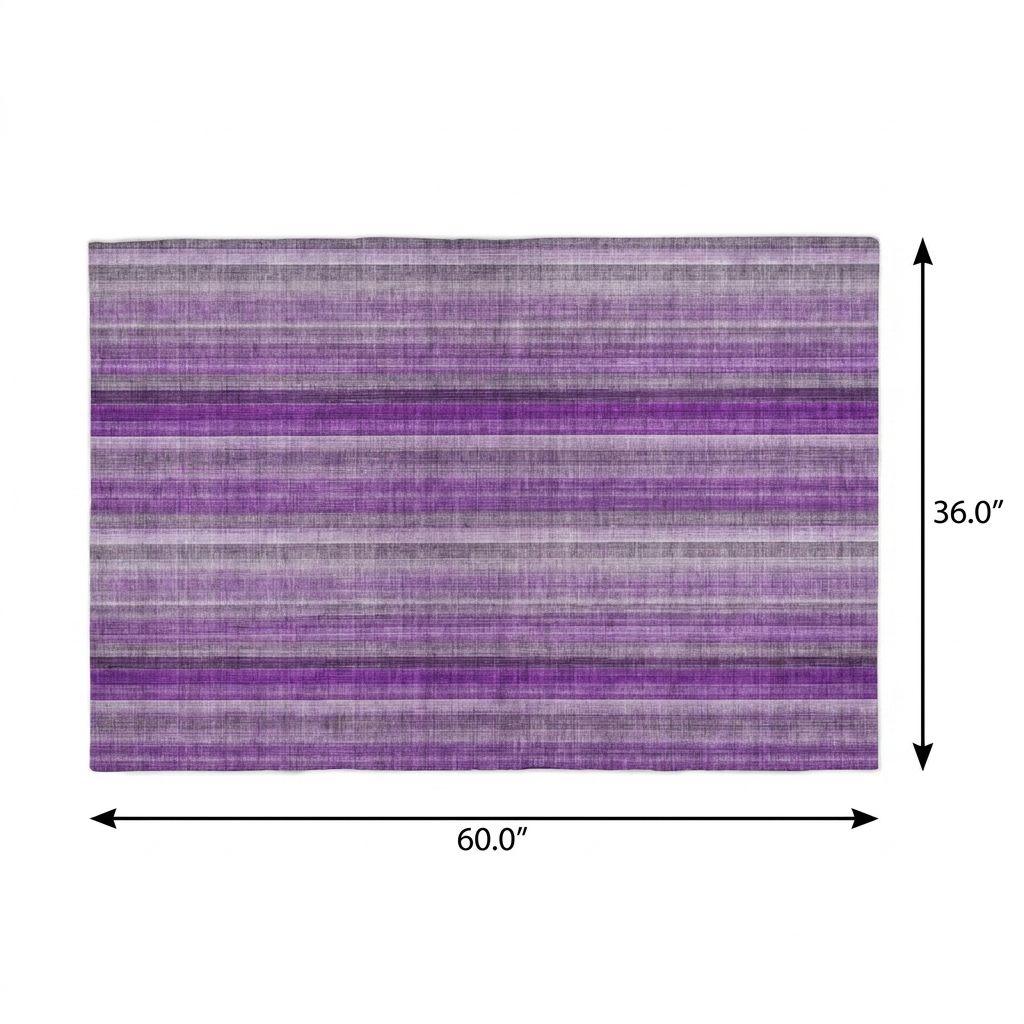 3' X 5' Purple And Gray Striped Shag Washable Area Rug With UV Protection - HomeRoots - Flyclothing LLC