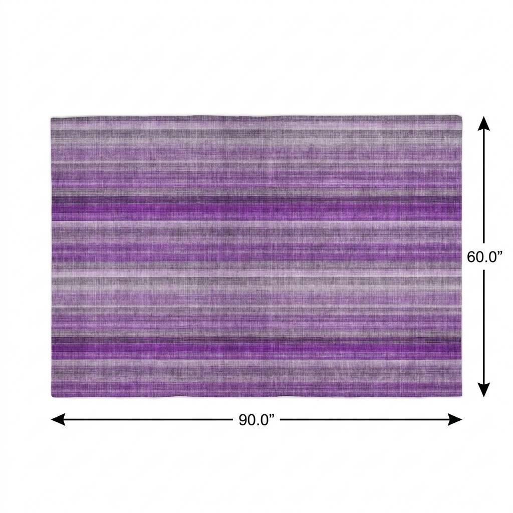 5' X 8' Purple And Gray Striped Shag Washable Area Rug With UV Protection - HomeRoots - Flyclothing LLC