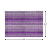 5' X 8' Purple And Gray Striped Shag Washable Area Rug With UV Protection - HomeRoots - Flyclothing LLC