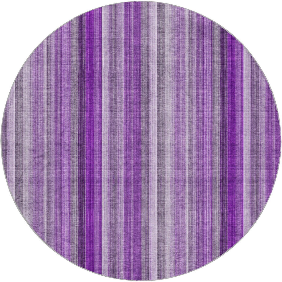 8' Purple And Gray Striped Shag Washable Round Rug With UV Protection - HomeRoots - Flyclothing LLC