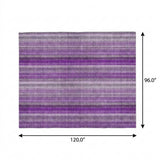 8' X 10' Purple And Gray Striped Shag Washable Area Rug With UV Protection - HomeRoots - Flyclothing LLC