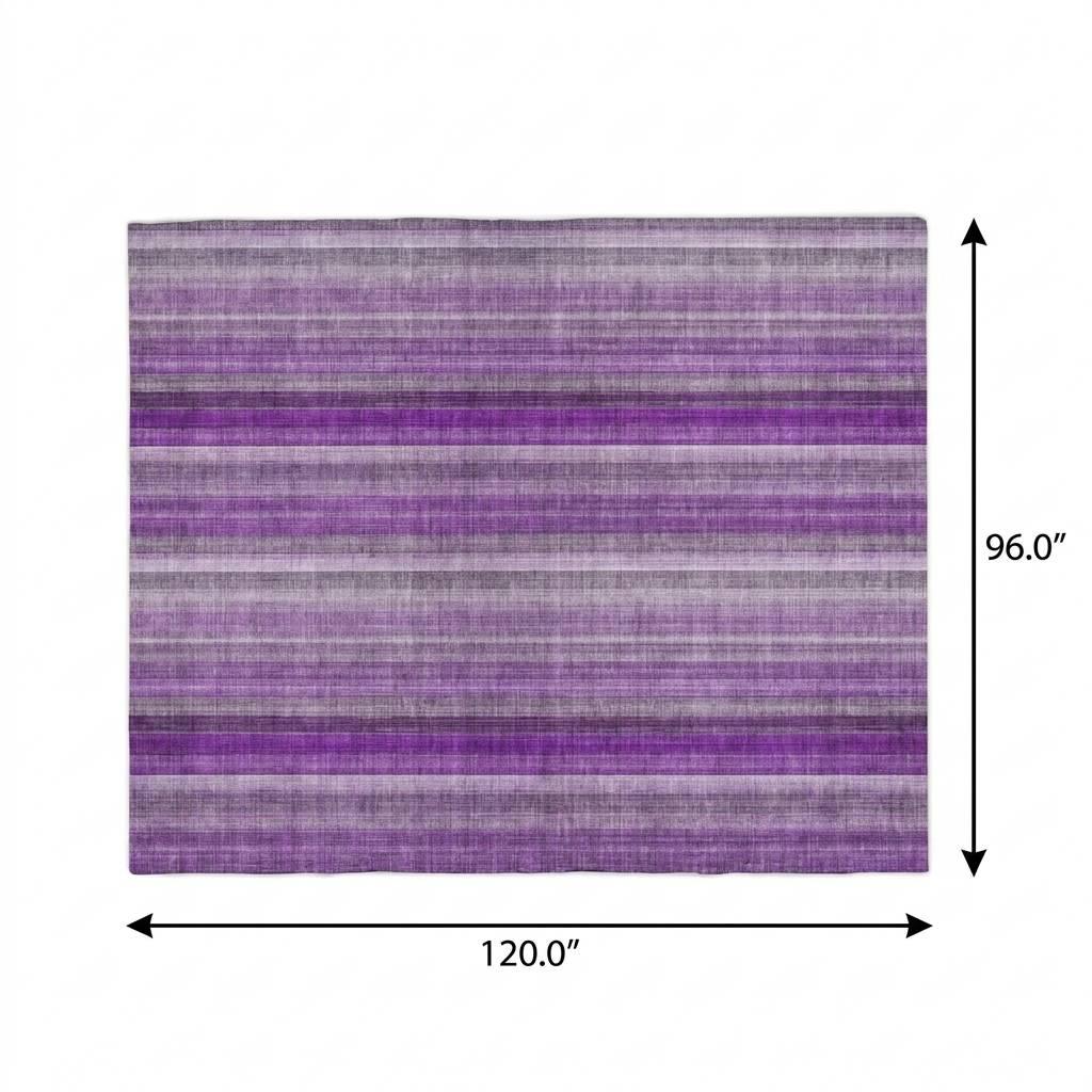 8' X 10' Purple And Gray Striped Shag Washable Area Rug With UV Protection - HomeRoots - Flyclothing LLC