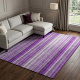 9' X 12' Purple And Gray Striped Shag Washable Area Rug With UV Protection - HomeRoots - Flyclothing LLC