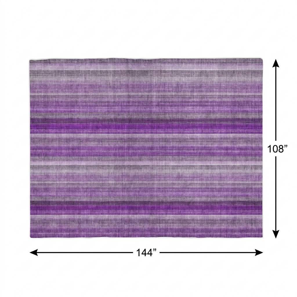 9' X 12' Purple And Gray Striped Shag Washable Area Rug With UV Protection - HomeRoots - Flyclothing LLC