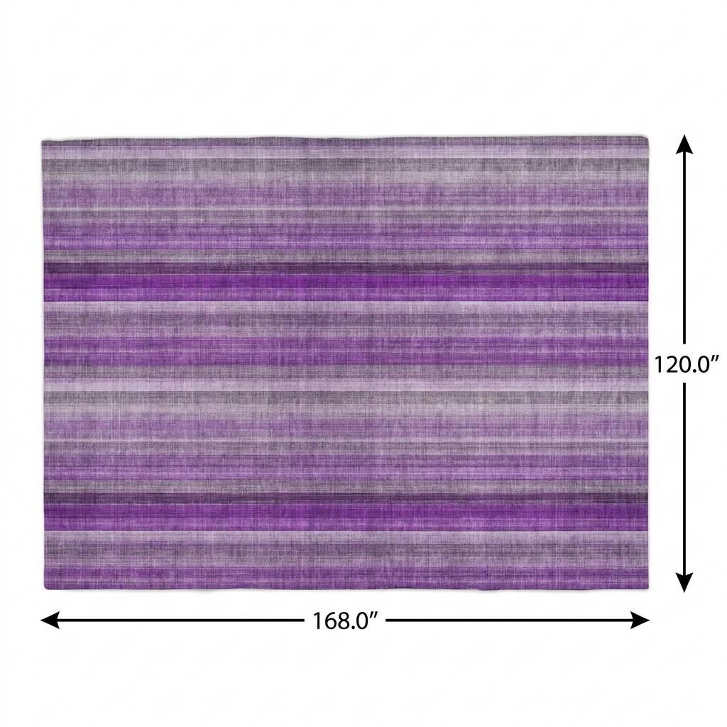 10' X 14' Purple And Gray Striped Shag Washable Area Rug With UV Protection - HomeRoots - Flyclothing LLC