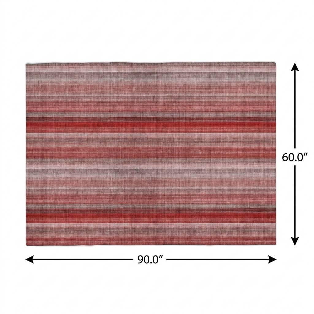 5' X 8' Red And Gray Striped Shag Washable Area Rug With UV Protection - HomeRoots - Flyclothing LLC