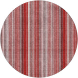 8' Red And Gray Striped Shag Washable Round Rug With UV Protection - HomeRoots - Flyclothing LLC