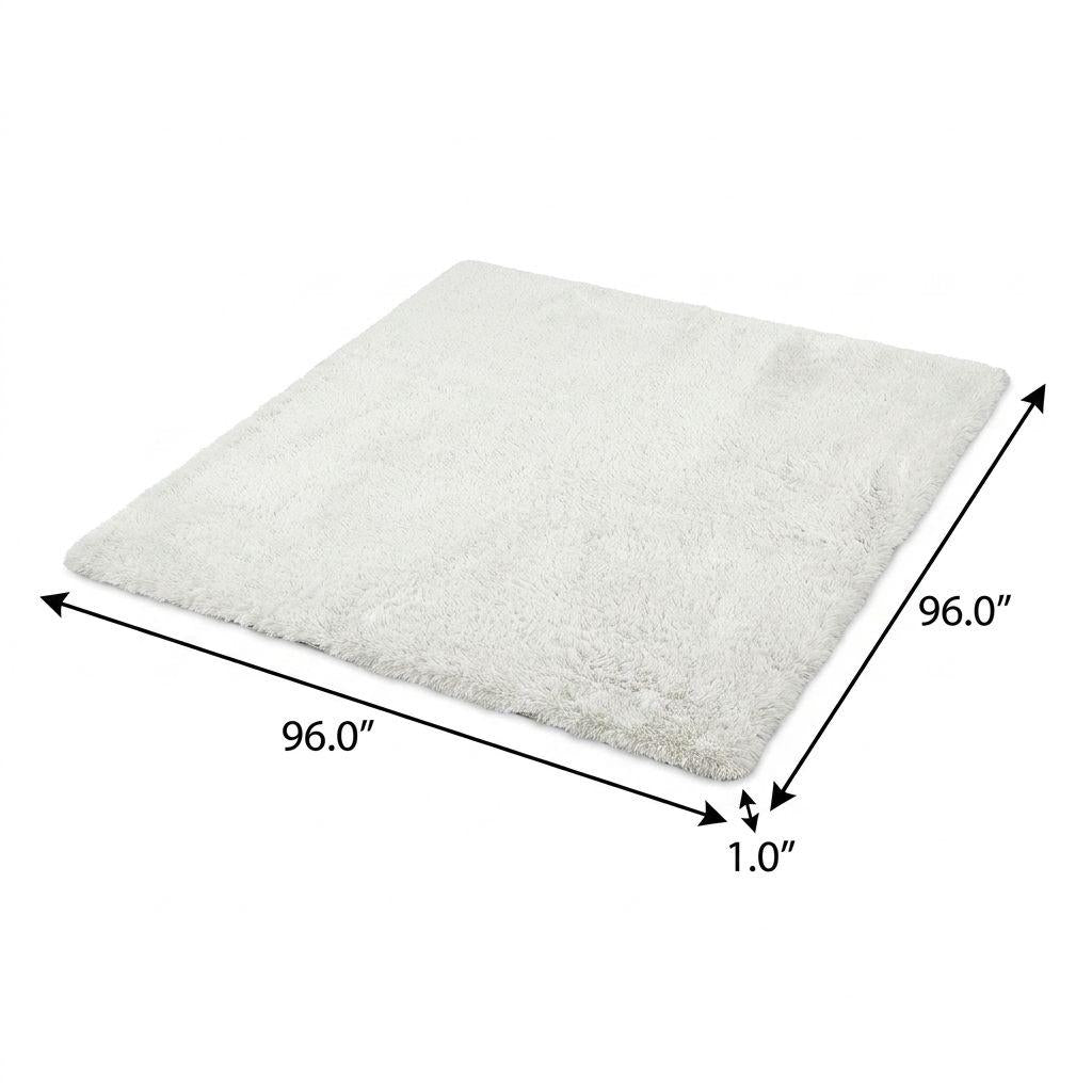 8' Red And Gray Striped Shag Washable Round Rug With UV Protection - HomeRoots - Flyclothing LLC