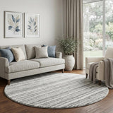 8' Red And Gray Striped Shag Washable Round Rug With UV Protection - HomeRoots - Flyclothing LLC