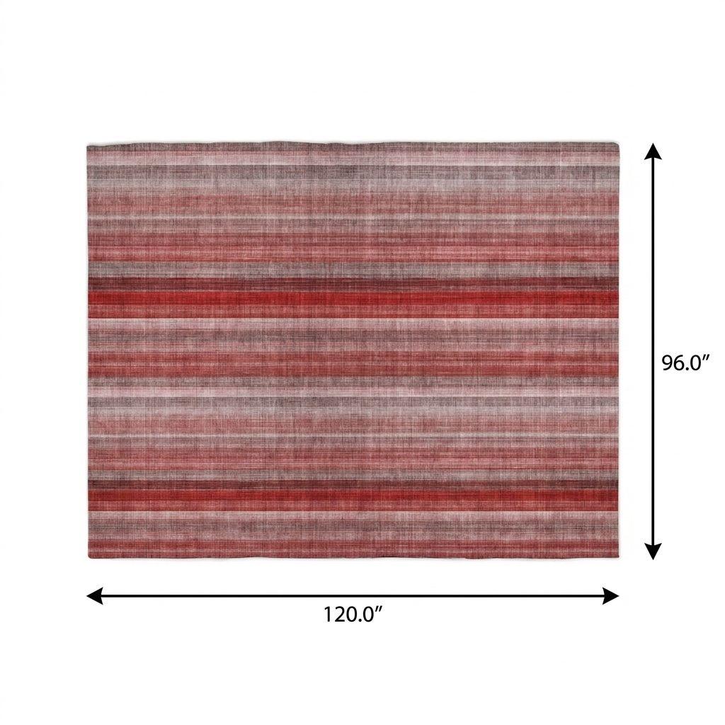 8' X 10' Red And Gray Striped Shag Washable Area Rug With UV Protection - HomeRoots - Flyclothing LLC