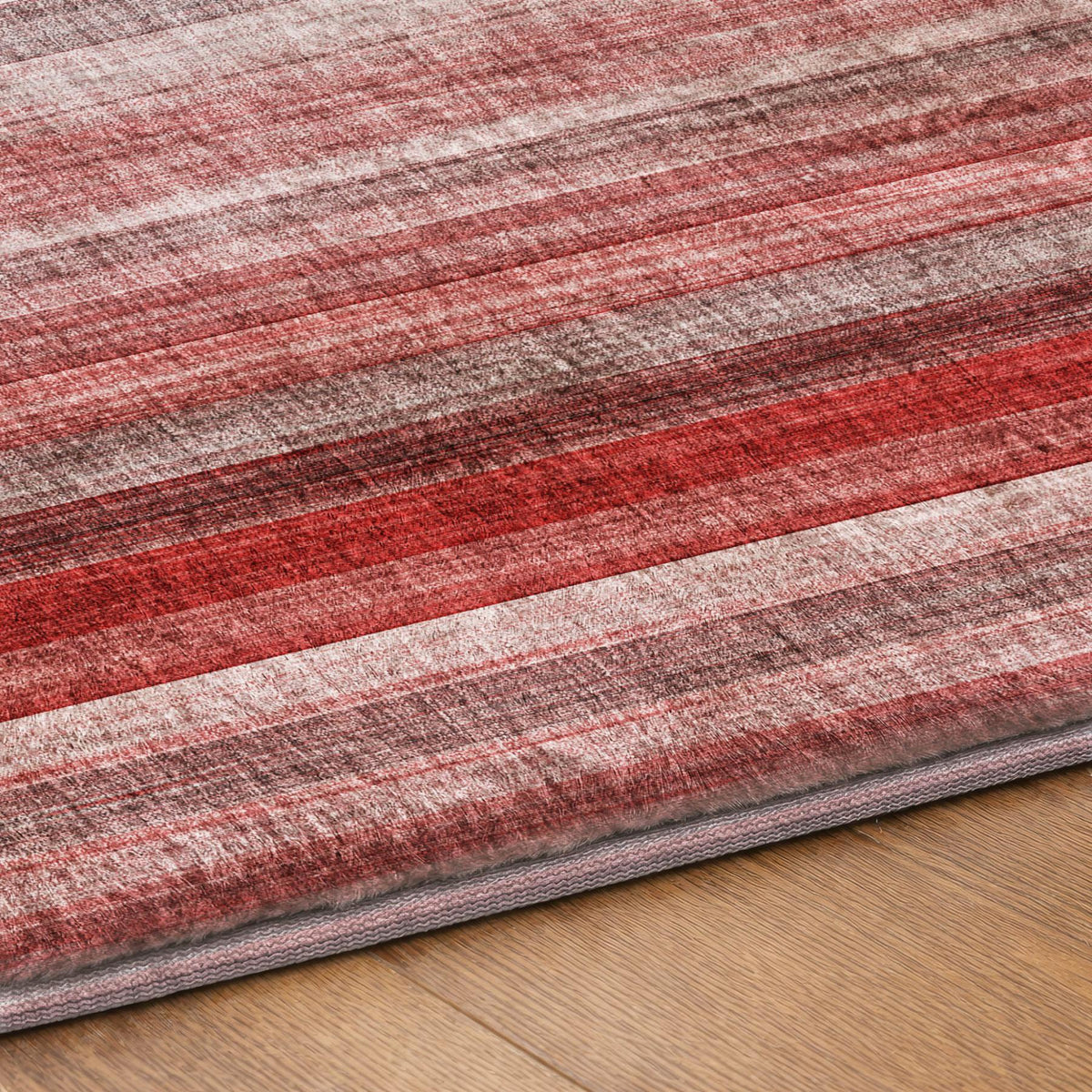 9' X 12' Red And Gray Striped Shag Washable Area Rug With UV Protection - HomeRoots - Flyclothing LLC