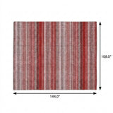 9' X 12' Red And Gray Striped Shag Washable Area Rug With UV Protection - HomeRoots - Flyclothing LLC