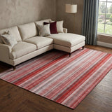 10' X 14' Red And Gray Striped Shag Washable Area Rug With UV Protection - HomeRoots - Flyclothing LLC