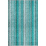 3' X 5' Teal And Gray Striped Shag Washable Area Rug With UV Protection - HomeRoots - Flyclothing LLC