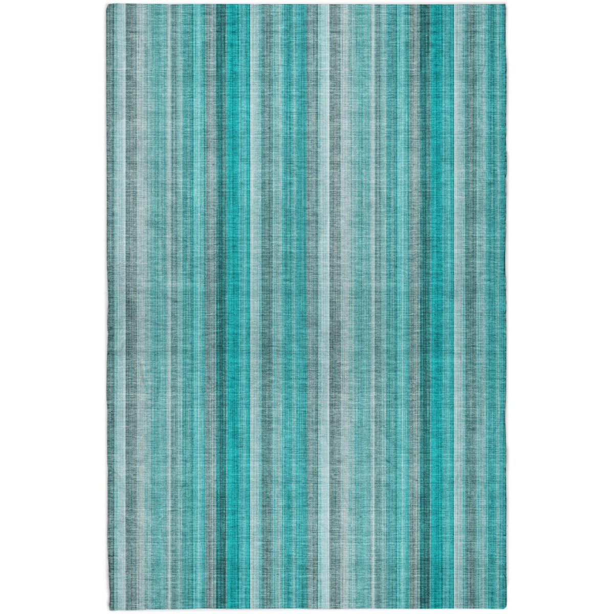 3' X 5' Teal And Gray Striped Shag Washable Area Rug With UV Protection - HomeRoots - Flyclothing LLC