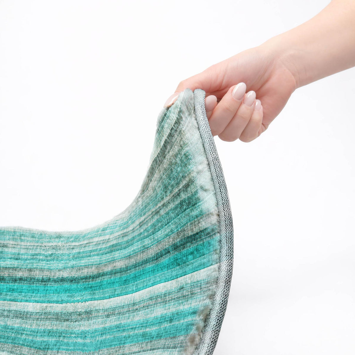3' X 5' Teal And Gray Striped Shag Washable Area Rug With UV Protection - HomeRoots - Flyclothing LLC