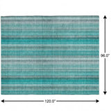 8' X 10' Teal And Gray Striped Shag Washable Area Rug With UV Protection - HomeRoots - Flyclothing LLC